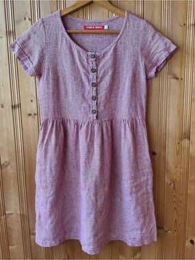 Red & white Gingham Pyne & Smith linen dress